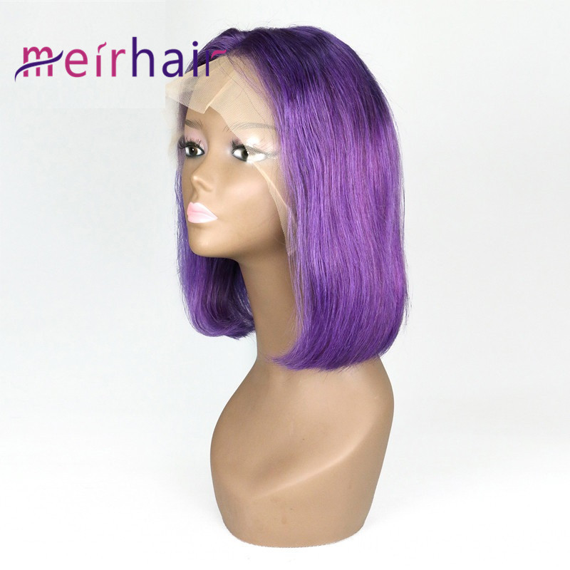 TOP Quality Brazilian Human Hair Straight Lace Wigs Purple